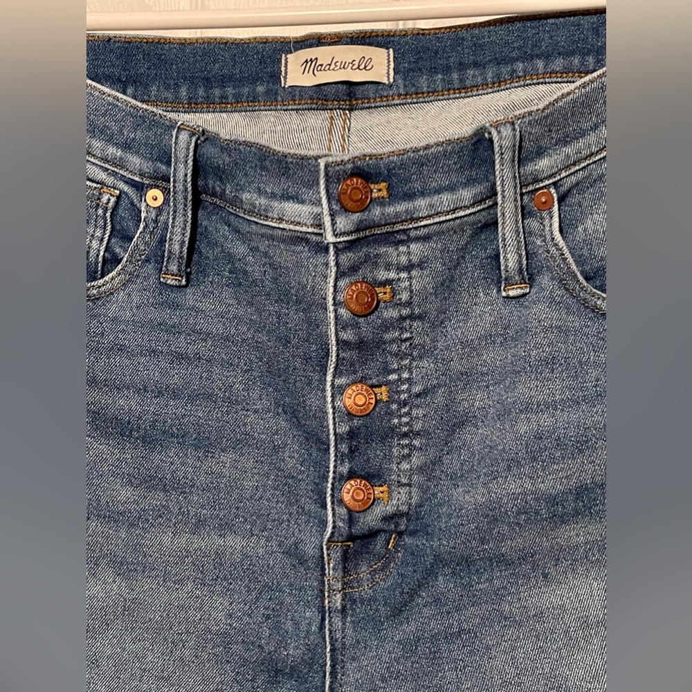 Madewell 10" High-Rise Skinny Jeans Raw Hem Button Fly Size 33 - Picture 2 of 5